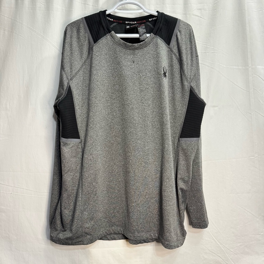Spyder Active Men's Black Gray Long Sleeve ProWeb Performance Stretch Pullover L